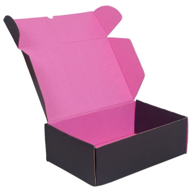 Buy Best Quality U-Pack Black & Magenta Colour 12 x 6 x 6 Mailer Boxes ...