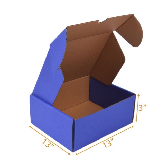 Blue Mailer Box (inside Kraft) - 13 x 13 x 3 Inch