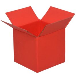 Colourful Shipping Box - Red Inside & Outside - 4 x 4 x 4 Inch