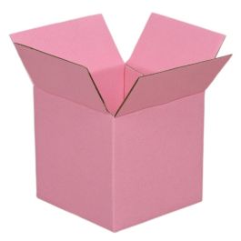 Colourful Shipping Box - Pink Inside & Outside - 4 x 4 x 4 Inch