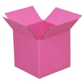 Colourful Shipping Box - Magenta Inside & Outside - 4 x 4 x 4 Inch