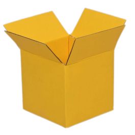 Colourful Shipping Box - Yellow Inside & Outside - 4 x 4 x 4 Inch