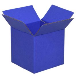 Colourful Shipping Box - Blue Inside & Outside - 4 x 4 x 4 Inch