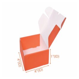 Mailer Box  (Orange + White) - 4 x 4 x 1 Inch