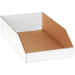 Corrugated Bin Box White - Double Wall (5 Ply) - 15.75 x 7.5 x 4 Inch