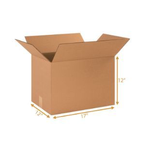 Corrugated Cardboard Box - Single Wall (3 Ply) - 17 x 12 x 12 Inch