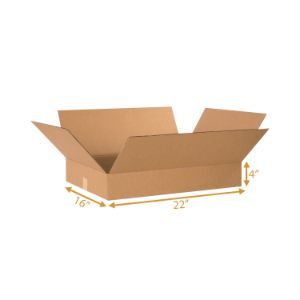 Corrugated Cardboard Box - Single Wall (3 Ply) - 22 x 16 x 4 Inch