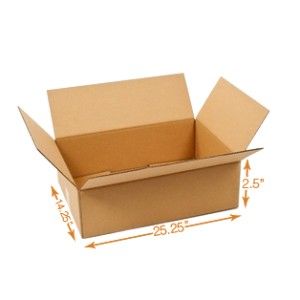 7 Ply Corrugated Cardboard Box - Triple Wall - 25.25 x 14.25 x 2.5 Inch