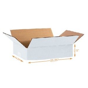 White 7 Ply Corrugated Cardboard Box - Triple Wall - 25.25 x 14.25 x 2.5 Inch