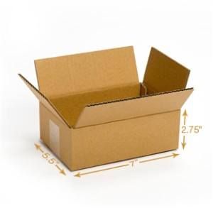 Corrugated Cardboard Box - Single Wall (3 Ply) - 7 x 5.5 x 2.75 Inch