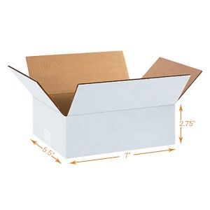 White Corrugated Cardboard Box - Single Wall (3 Ply) - 7 x 5.5 x 2.75 Inch