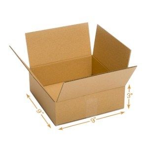 3 Ply Corrugated Cardboard Box - Single Wall - 9 x 9 x 3 Inch