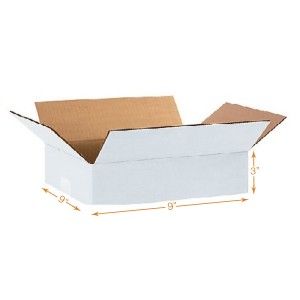 White 3 Ply Corrugated Cardboard Box - Single Wall - 9 x 9 x 3 Inch
