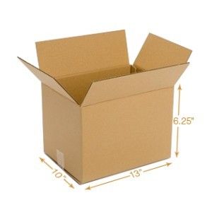 3 Ply Corrugated Cardboard Box - Single Wall - 13 x 10 x 6.25 Inch