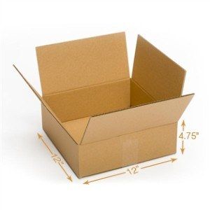 3 Ply Corrugated Cardboard Box - Single Wall - 12 x 12 x 4.75 Inch