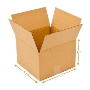 3 Ply Corrugated Cardboard Box - Single Wall - 11 x 11 x 6 Inch