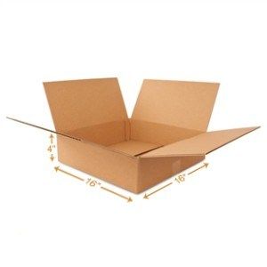 5 Ply Corrugated Cardboard Box - Double Wall - 16 x 16 x 4 Inch