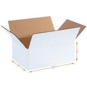 White 5 Ply Corrugated Cardboard Box - Double Wall - 24 x 6 x 6 Inch