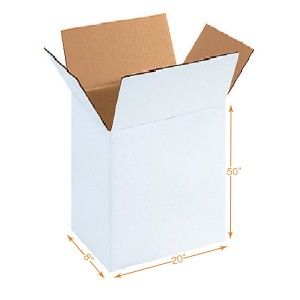 White 7 Ply Corrugated Cardboard Box - Triple Wall - 20 x 8 x 50 Inch