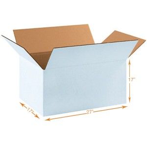 White 5 Ply Corrugated Cardboard Box - Double Wall - 27 x 17 x 17 Inch