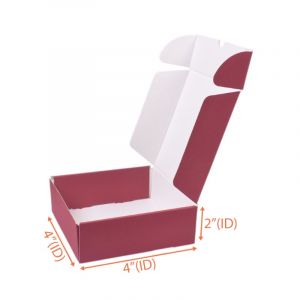 Mailer Box  (Red + White) - 4 x 4 x 2 Inch