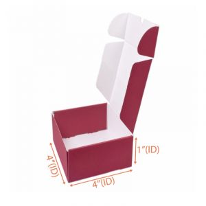 Mailer Box  (Red + White) - 4 x 4 x 1 Inch
