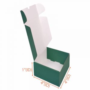 Mailer Box  (Green + White) - 4 x 4 x 1 Inch