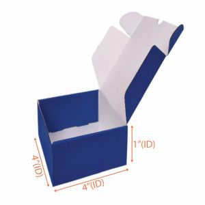 Mailer Box  (Blue + White) - 4 x 4 x 1 Inch