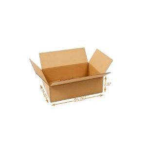 3 Ply Corrugated Cardboard Box - Single Wall - 25.25 x 14.25 x 2.5 Inch
