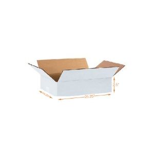 White 3 Ply Corrugated Cardboard Box - Single Wall - 25.25 x 14.25 x 2.5 Inch