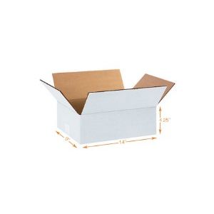 White 3 Ply Corrugated Cardboard Box - Single Wall - 14 x 9 x 4.25 Inch