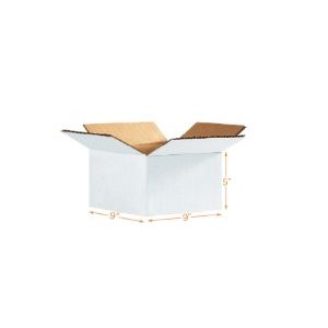 White 3 Ply Corrugated Cardboard Box - Single Wall - 9 x 9 x 5 Inch