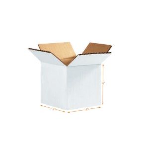 White Corrugated Cardboard Box - Double Wall (5 Ply) - 4 x 4 x 4 Inch