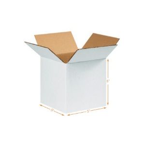 White Corrugated Cardboard Box - Double Wall (5 Ply) - 5 x 5 x 5 Inch