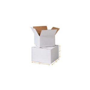 White Corrugated Cardboard Box - Double Wall (5 Ply) - 6 x 6 x 4 Inch