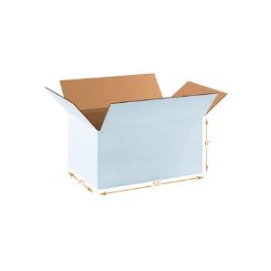 White 5 Ply Corrugated Cardboard Box - Double Wall - 10 x 8 x 6 Inch