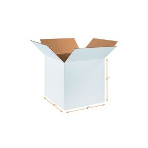 White Corrugated Cardboard Box - Double Wall (5 Ply) - 4 x 4 x 8 Inch