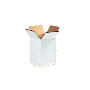 White Corrugated Cardboard Box - Double Wall (5 Ply) - 4 x 4 x 6 Inch