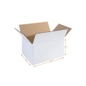 White 7 Ply Corrugated Cardboard Box - Triple Wall - 24 x 16 x 12 Inch
