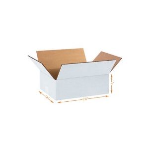 White 7 Ply Corrugated Cardboard Box - Triple Wall - 24 x 18 x 4 Inch