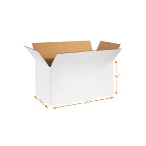 White 5 Ply Corrugated Cardboard Box - Double Wall - 24 x 16 x 16 Inch