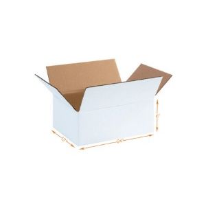 White 5 Ply Corrugated Cardboard Box - Double Wall - 24 x 12 x 6 Inch
