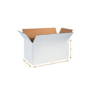 White 5 Ply Corrugated Cardboard Box - Double Wall - 24 x 10 x 10 Inch