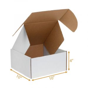 White Mailer Box (inside Kraft) - 10 x 10 x 4 Inch