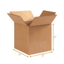 3 Ply Corrugated Cardboard Box - 3 x 3 x 3 Inch