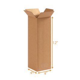 3 Ply Corrugated Cardboard Box - 4 x 4 x 12 Inch