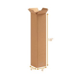 3 Ply Corrugated Cardboard Box - 4 x 4 x 18 Inch