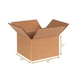 3 Ply Corrugated Cardboard Box - 4 x 4 x 3 Inch