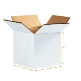 White 3 Ply Corrugated Cardboard Box - 4 x 4 x 4 Inch