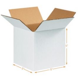 White 5 Ply Corrugated Cardboard Box - 5 x 5 x 5 Inch